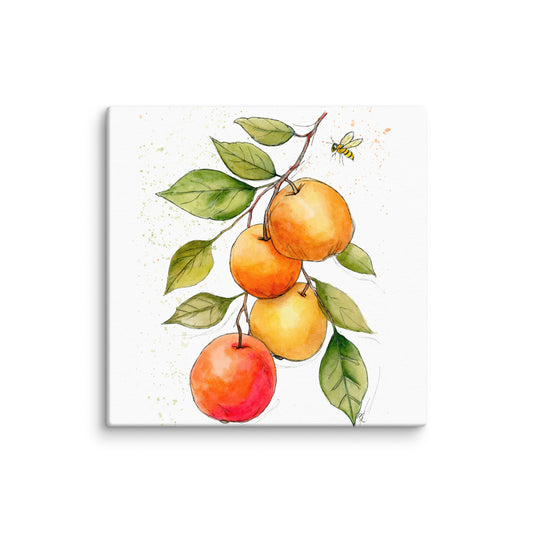 warm watercolor apples artwork on gallery-wrapped canvas