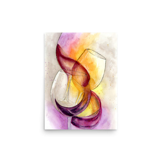 flowing red wine abstract painting with soft curves