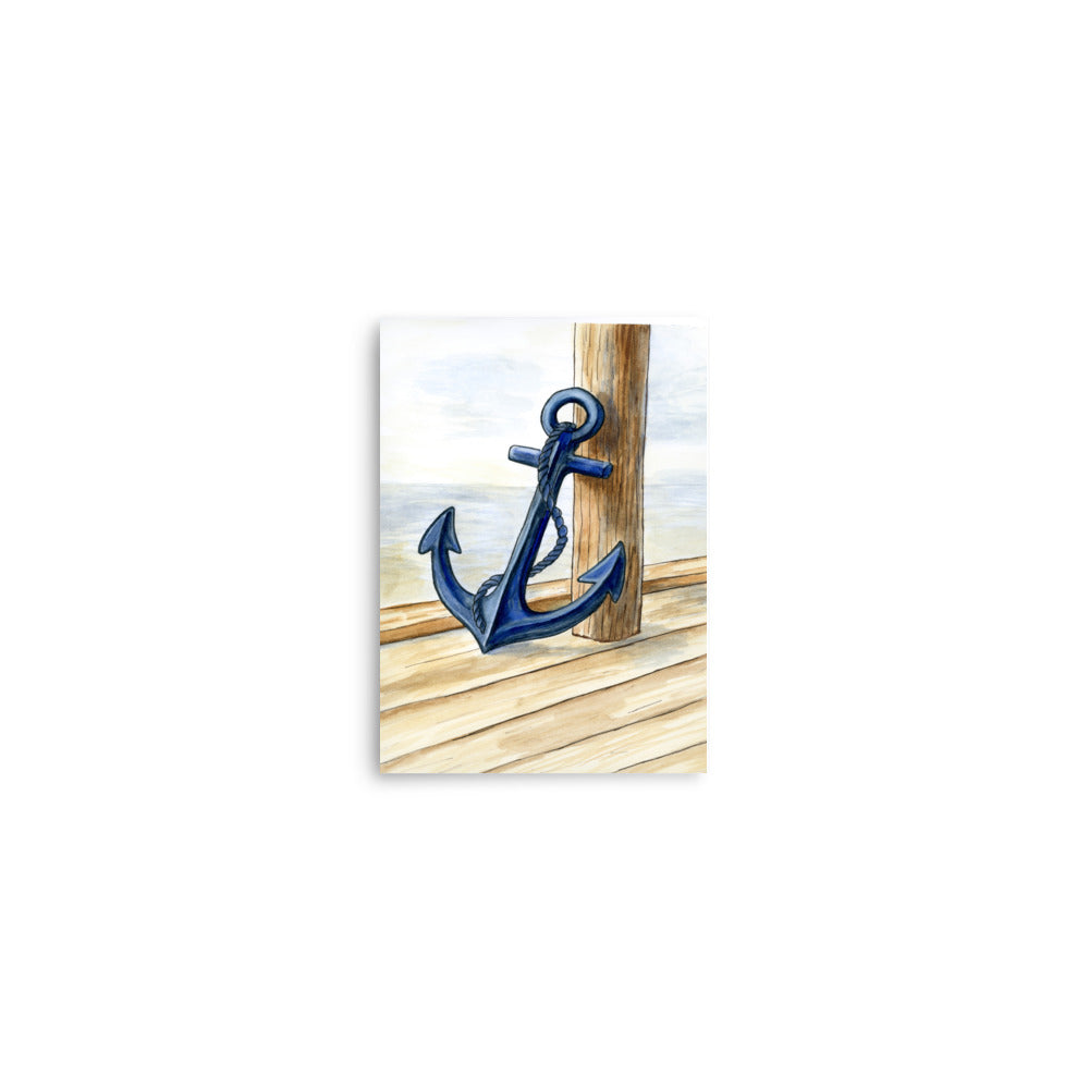 minimal maritime art print featuring a classic anchor
