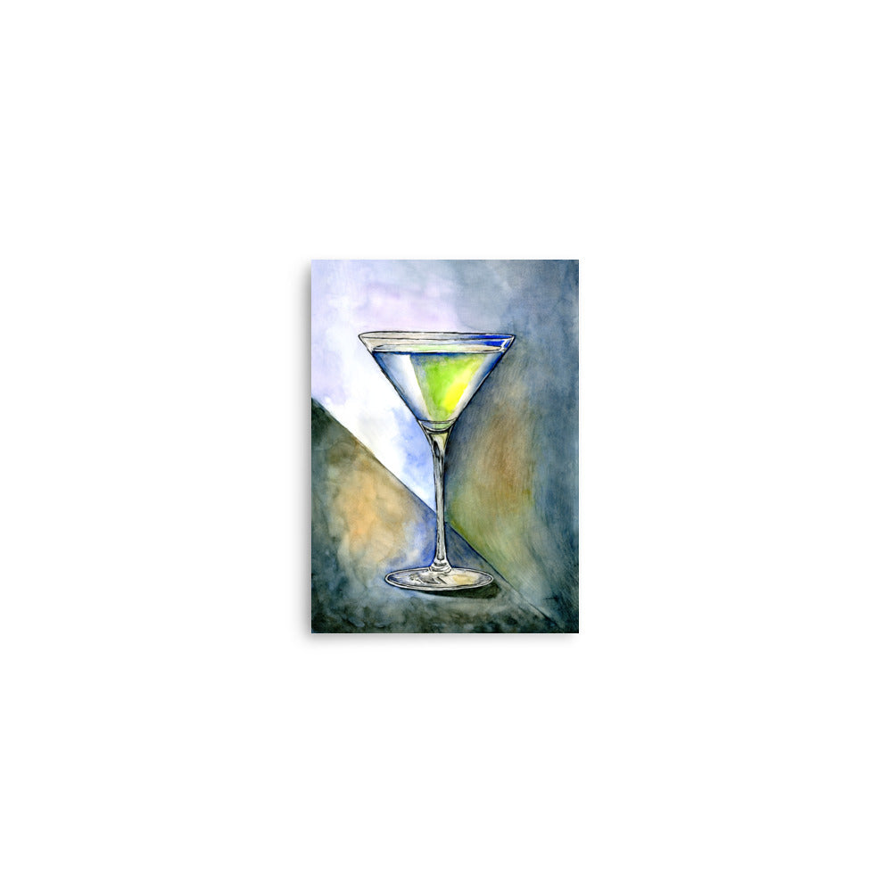 expressive blue and black wine glass art in watercolor