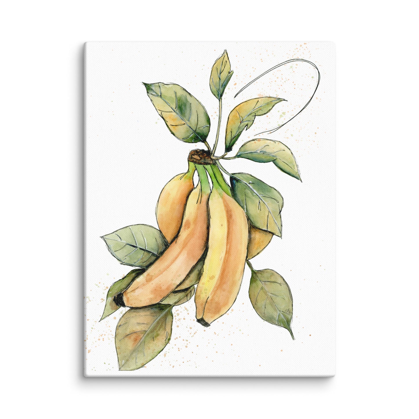 Golden Bananas watercolor art on gallery-wrapped canvas