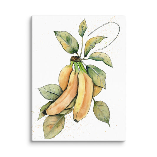 Golden Bananas watercolor art on gallery-wrapped canvas