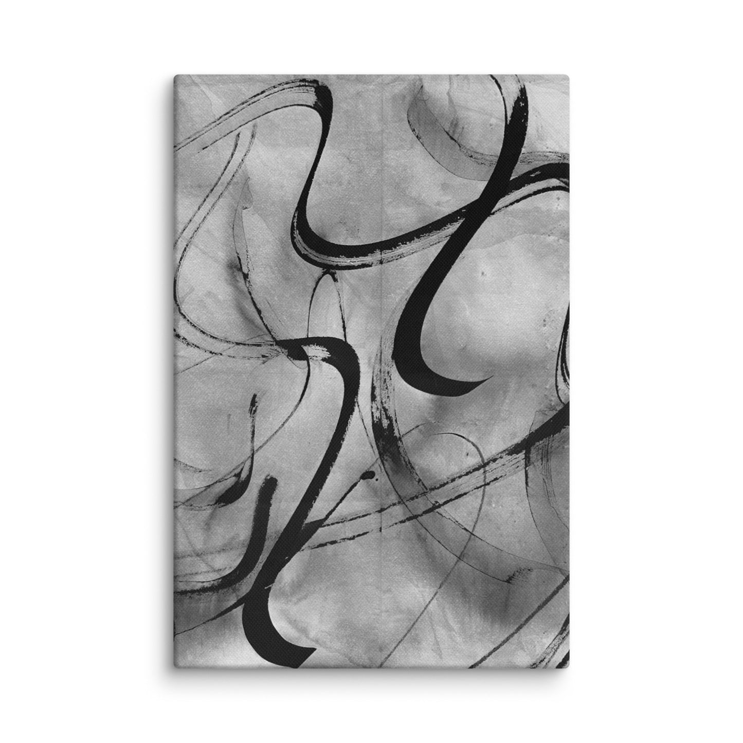 minimalist black ink line drawing with flowing abstract shapes