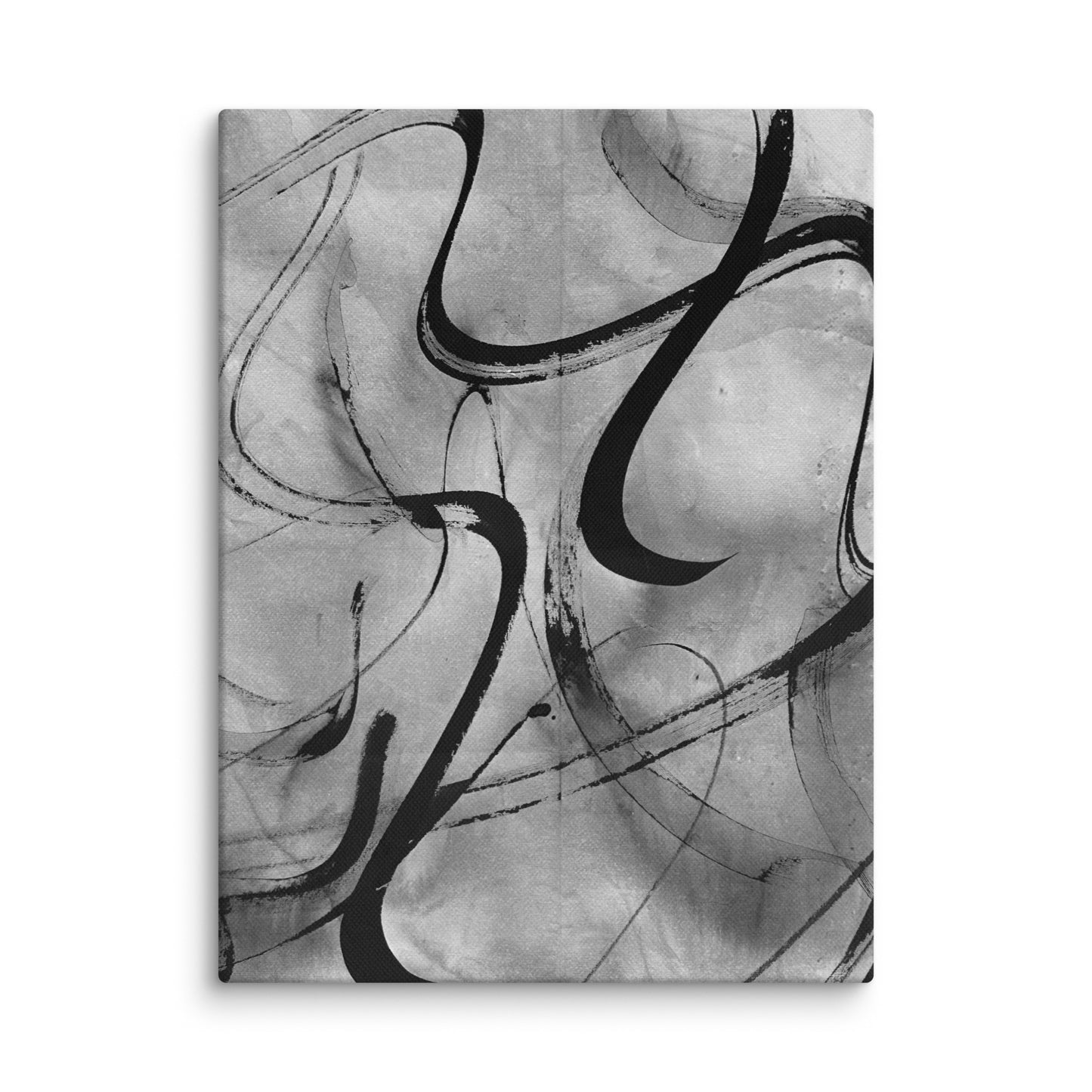 minimalist black ink line drawing with flowing abstract shapes