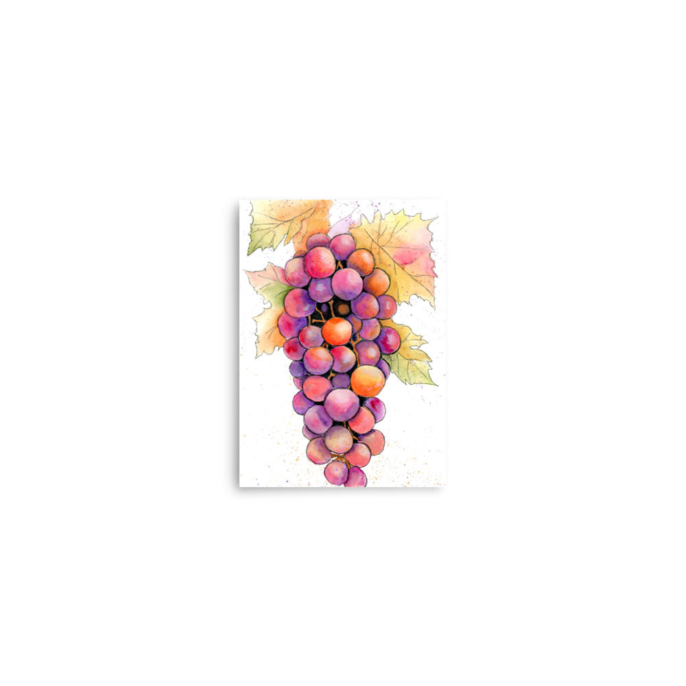 gathered grapes artwork in soft natural watercolor tones