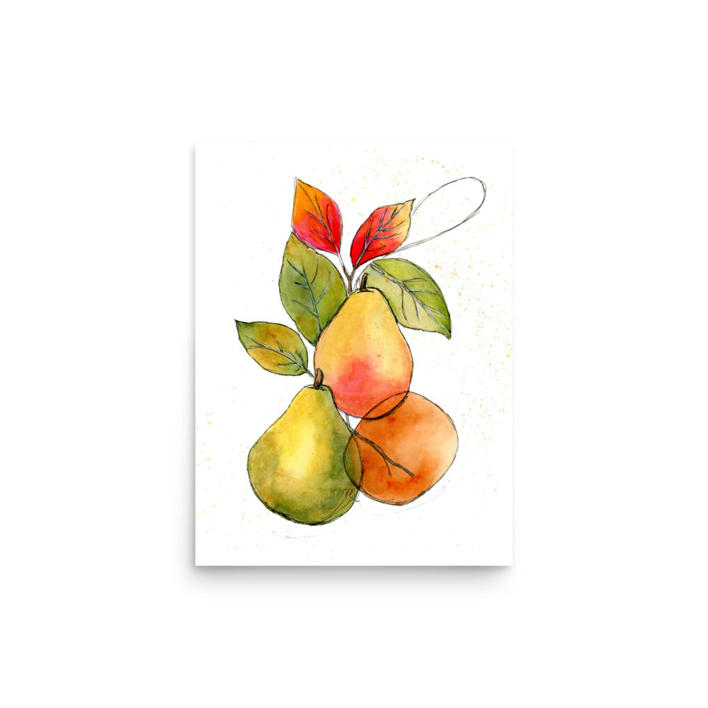 warm botanical fruit canvas print with subtle texture
