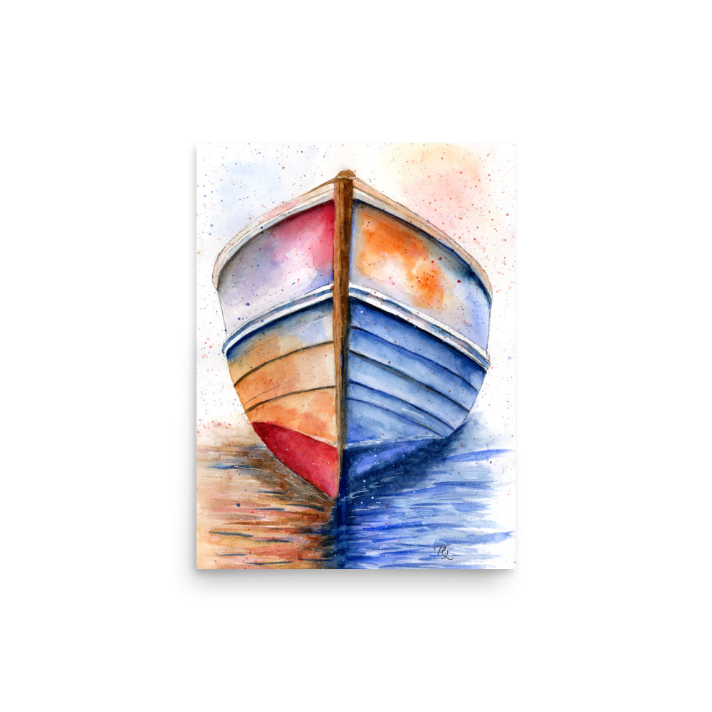 soft coastal watercolor titled Bow to the Bay
