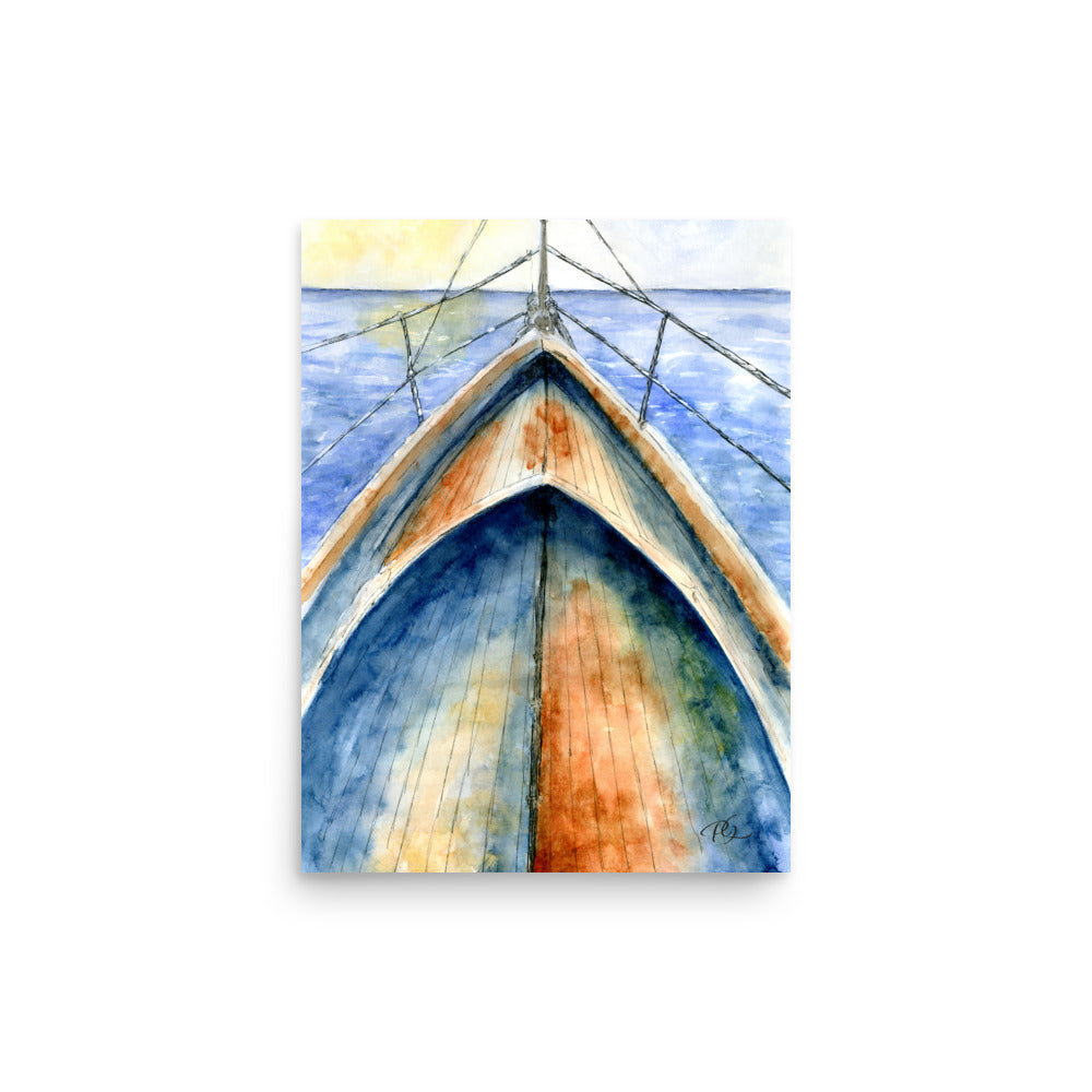 minimal nautical painting titled Bow to the Horizon