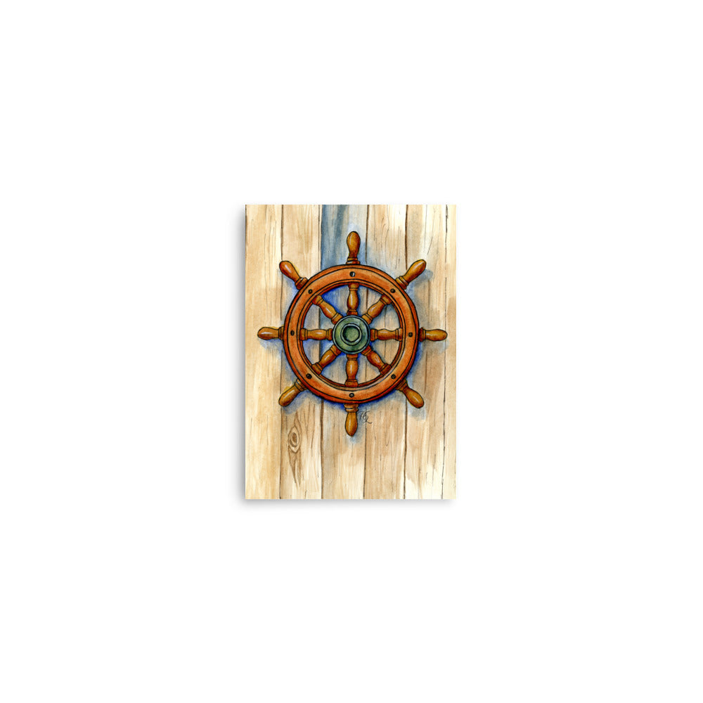 nautical helm illustration titled Ship’s Wheel