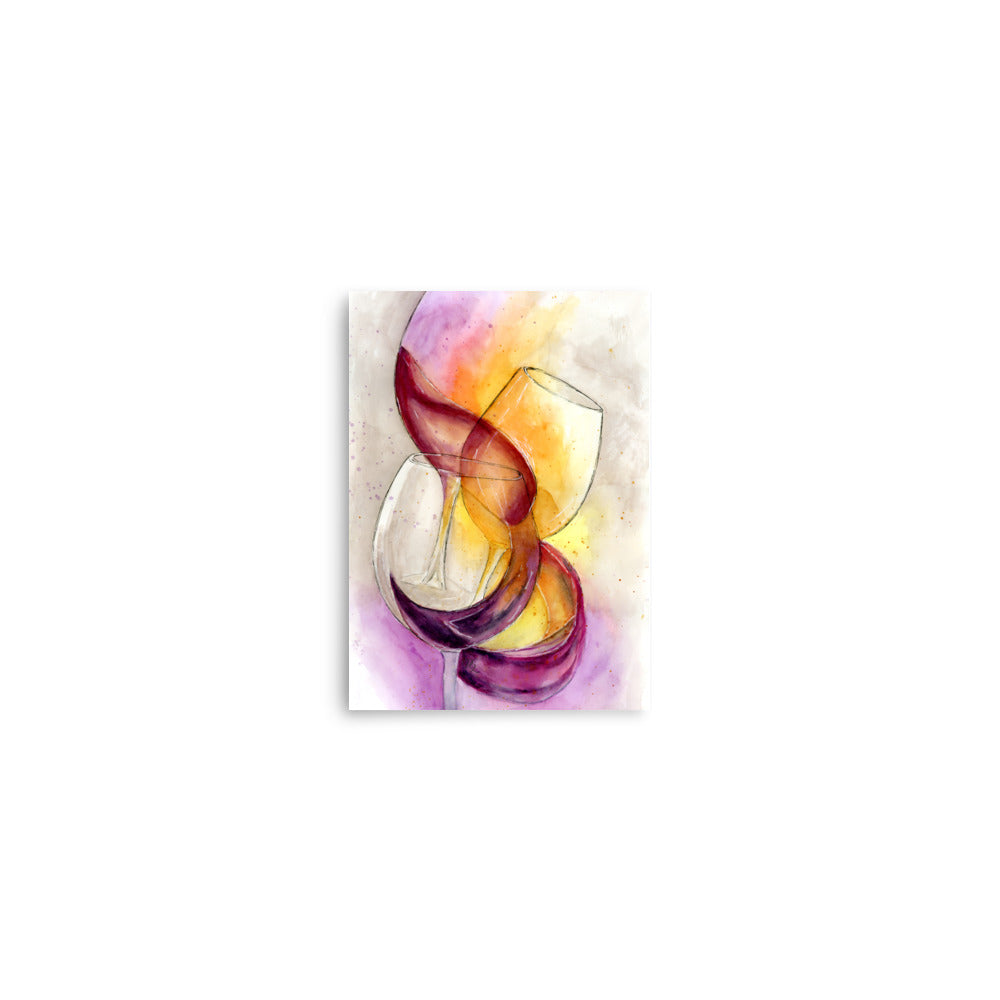 delicate red watercolor wash titled Ribbon of Wine