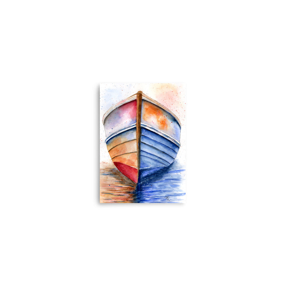 serene maritime artwork of a sailboat drifting on water
