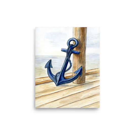 watercolor anchor illustration in soft nautical tones