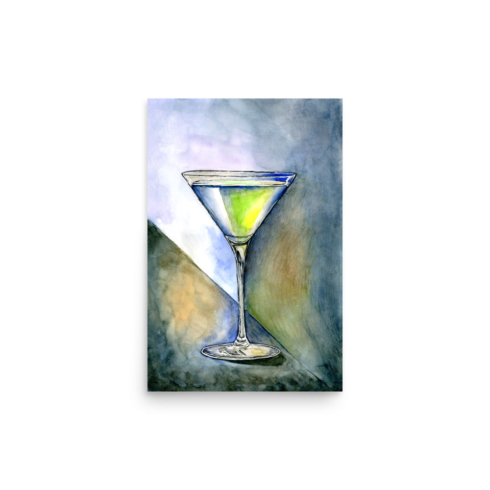 dark and moody cocktail painting titled Midnight Martini