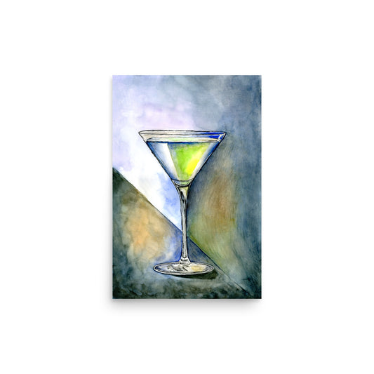 dark and moody cocktail painting titled Midnight Martini